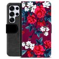 Samsung Galaxy S25 Ultra Premium Flip Cover med Pung - Vintage Blomster