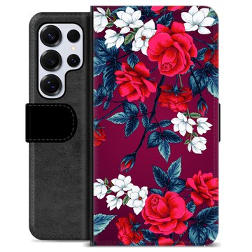 Samsung Galaxy S25 Ultra Premium Flip Cover med Pung - Vintage Blomster