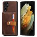 Samsung Galaxy S25 Ultra Retro Style Cover med Pung - Brun