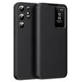 Samsung Galaxy S25 Ultra Smart Clear View Flip etui med kortplads (Open Box - God stand) - Sort