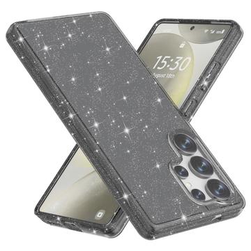 Samsung Galaxy S25 Ultra Stylish Glitter Series Hybrid Cover - Sort