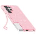 Samsung Galaxy S25 Ultra Stylish Glitter Series Hybrid Cover - Pink