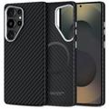 Samsung Galaxy S25 Ultra Tech-Protect Ion Carbon Plast Cover - MagSafe-kompatibel - Sort / sølv