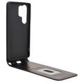 Samsung Galaxy S25 Ultra Vertikal Flip Taske med Kortholder - Sort