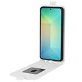 Samsung Galaxy S25 Vertikal Flip Taske med Kortholder - Hvid