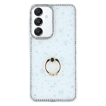 Samsung Galaxy S25+/S24+ CrystalGlow Hybrid Cover med Ringholder - stjerner / gennemsigtig