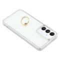 Samsung Galaxy S25+/S24+ CrystalGlow Hybrid Cover med Ringholder - Hvid