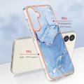 Samsung Galaxy S25+ Marmormønster Galvaniseret IMD TPU Cover - Blå