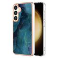 Samsung Galaxy S25+ Marmormønster Galvaniseret IMD TPU Cover - Grøn
