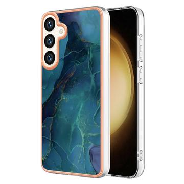 Samsung Galaxy S25+ Marmormønster Galvaniseret IMD TPU Cover - Grøn