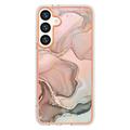 Samsung Galaxy S25+ Marmormønster Galvaniseret IMD TPU Cover - Pink
