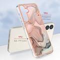Samsung Galaxy S25+ Marmormønster Galvaniseret IMD TPU Cover - Pink
