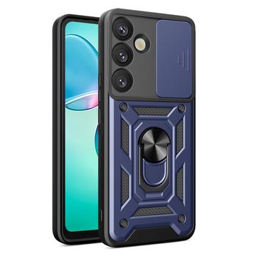 Samsung Galaxy S25+ Roterende Ring Hybrid Cover med Kameraskjold - Blå