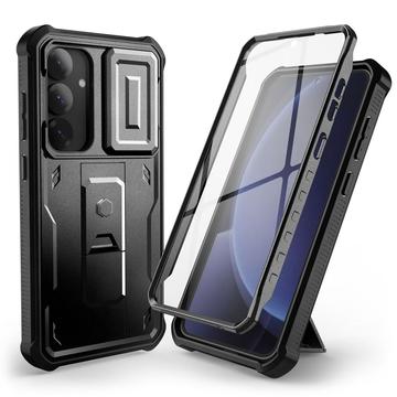 Samsung Galaxy S25+ Tech-Protect Kevlar Cam+ Cover - skærmbeskyttelse, kamerabeskyttelse, kickstand - sort