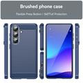 Samsung Galaxy S26/S26 Pro Børstet TPU Cover - Karbonfiber - blå