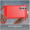 Samsung Galaxy S26/S26 Pro Børstet TPU Cover - Karbonfiber - rød