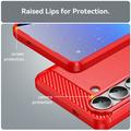 Samsung Galaxy S26/S26 Pro Børstet TPU Cover - Karbonfiber - rød