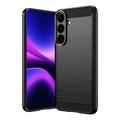 Samsung Galaxy S26 FE Børstet TPU Cover - Karbonfiber - Sort