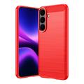 Samsung Galaxy S26 FE Børstet TPU Cover - Karbonfiber - rød