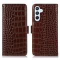Samsung Galaxy S26 FE Crocodile Series Læderpung med RFID - Brun