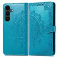 Samsung Galaxy S26 FE Mandala Etui med Pung med håndledsrem - Blå
