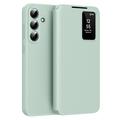 Samsung Galaxy S26 FE Smart Clear View Flip etui med kortplads - Lysegrøn
