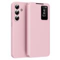 Samsung Galaxy S26 FE Smart Clear View Flip etui med kortplads - Pink