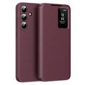 Samsung Galaxy S26 FE Smart Clear View Flip etui med kortplads - Vinrød