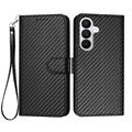 Samsung Galaxy S26 Pro Premium Wallet-etui med rem - kulfiberstruktur - kulsort