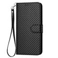 Samsung Galaxy S26 Pro Premium Wallet-etui med rem - kulfiberstruktur - kulsort