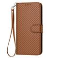 Samsung Galaxy S26 Pro Premium Wallet-etui med rem - kulfiberstruktur - Kulstofkaffe