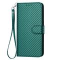 Samsung Galaxy S26 Pro Premium Wallet-etui med rem - kulfiberstruktur - Kulstofgrøn
