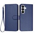 Samsung Galaxy S26 Pro Premium Wallet-etui med rem - kulfiberstruktur - Kulstofblå