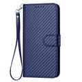 Samsung Galaxy S26 Pro Premium Wallet-etui med rem - kulfiberstruktur - Kulstofblå