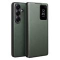 Samsung Galaxy S26 Qialino Smart View Flip Lædercover - Grøn