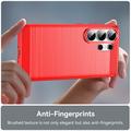 Samsung Galaxy S26 Ultra Børstet TPU Cover - Karbonfiber - rød