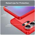 Samsung Galaxy S26 Ultra Børstet TPU Cover - Karbonfiber - rød