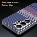 Samsung Galaxy S26 Ultra Smart View-flipcover med ternet mønster og kortholder - Lilla