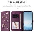 Samsung Galaxy S26 Ultra-pungetui med hjerter og blomster - mørk lilla