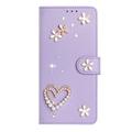 Samsung Galaxy S26 Ultra-pungetui med hjerter og blomster - lys lilla