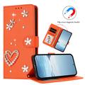 Samsung Galaxy S26 Ultra-pungetui med hjerter og blomster - orange
