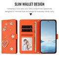 Samsung Galaxy S26 Ultra-pungetui med hjerter og blomster - orange