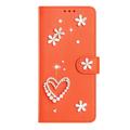 Samsung Galaxy S26 Ultra-pungetui med hjerter og blomster - orange