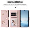 Samsung Galaxy S26 Ultra-pungetui med hjerter og blomster - lyserød