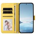 Samsung Galaxy S26 Ultra-pungetui med hjerter og blomster - gul