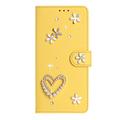 Samsung Galaxy S26 Ultra-pungetui med hjerter og blomster - gul