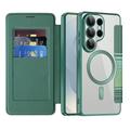 Samsung Galaxy S26 Ultra Stilfuldt magnetisk flip-etui med RFID-kortpladser - sortgrøn