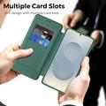 Samsung Galaxy S26 Ultra Stilfuldt magnetisk flip-etui med RFID-kortpladser - sortgrøn