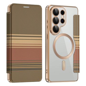 Samsung Galaxy S26 Ultra Stilfuldt magnetisk flip-etui med RFID-kortpladser - brun