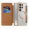 Samsung Galaxy S26 Ultra Stilfuldt magnetisk flip-etui med RFID-kortpladser - brun